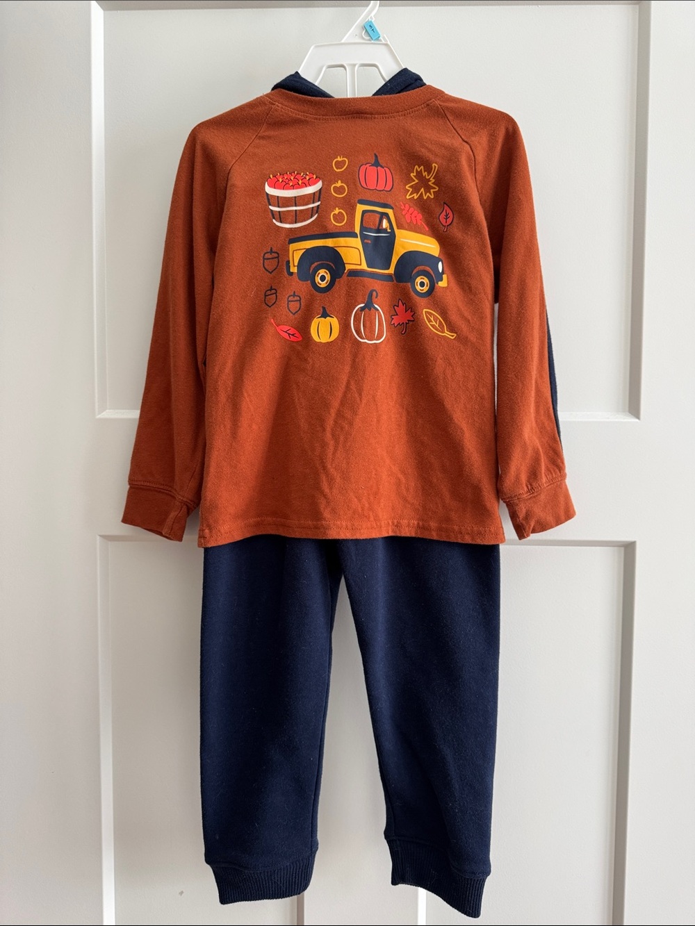 The Children's Place Orange & Navy Fall Truck Matching Set